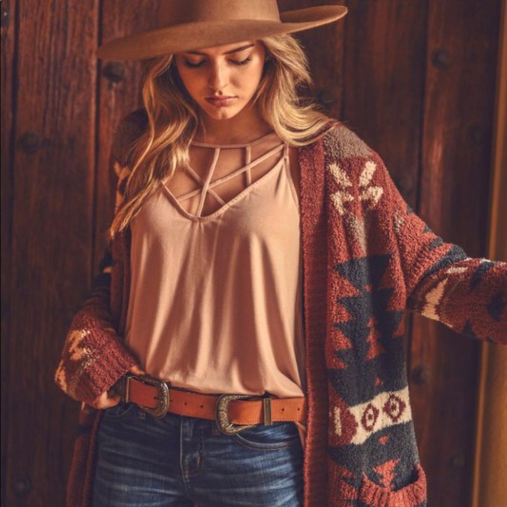 Rustic Patterned Women's Cardigan - image 3